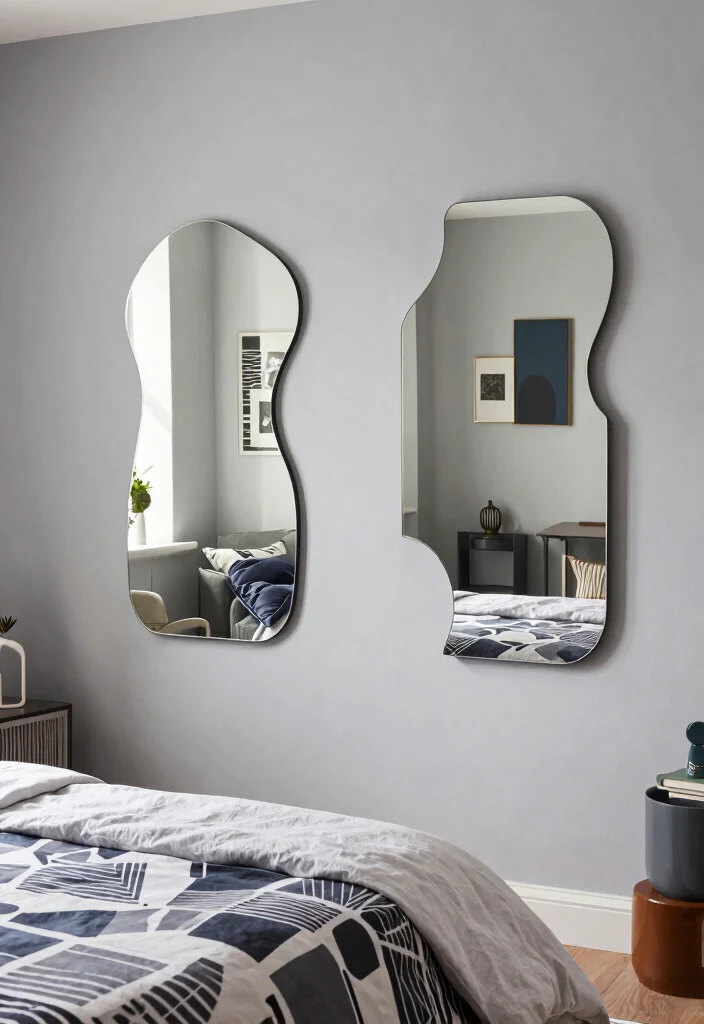17 Bedroom With Mirrors on Each Side of Bed Ideas Symmetry - 13. Artistic Mirrors 1