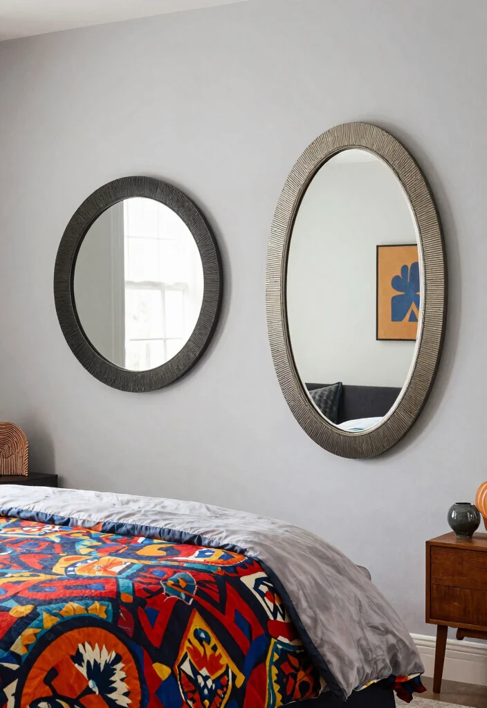17 Bedroom With Mirrors on Each Side of Bed Ideas Symmetry - 5. Textured Mirrors with Unique Shapes 1