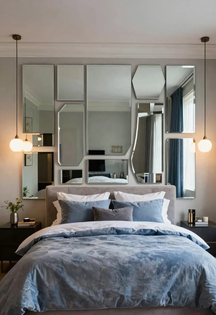 17 Bedroom With Mirrors on Each Side of Bed Ideas Symmetry - 6. Mirrored Accent Wall 1