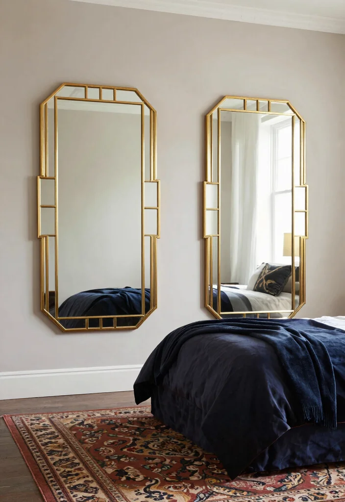 17 Bedroom With Mirrors on Each Side of Bed Ideas Symmetry - 9. Art Deco Mirrors 1