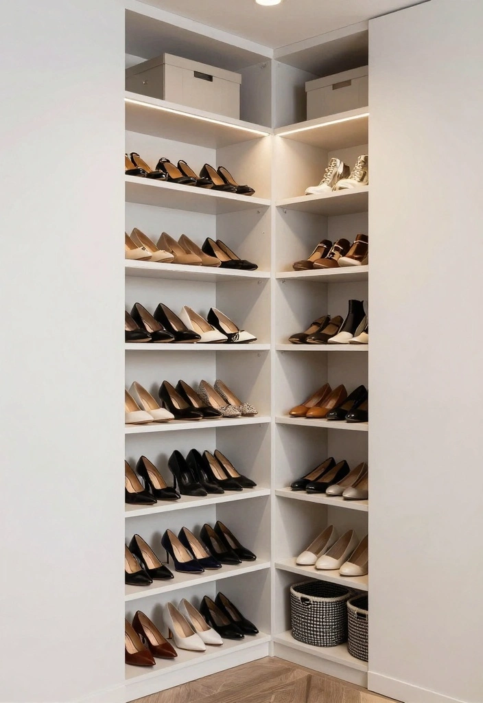 17 Bedroom With Walk In Closet Ideas: Functional and Chic - 11. Stylish Shoe Displays 1
