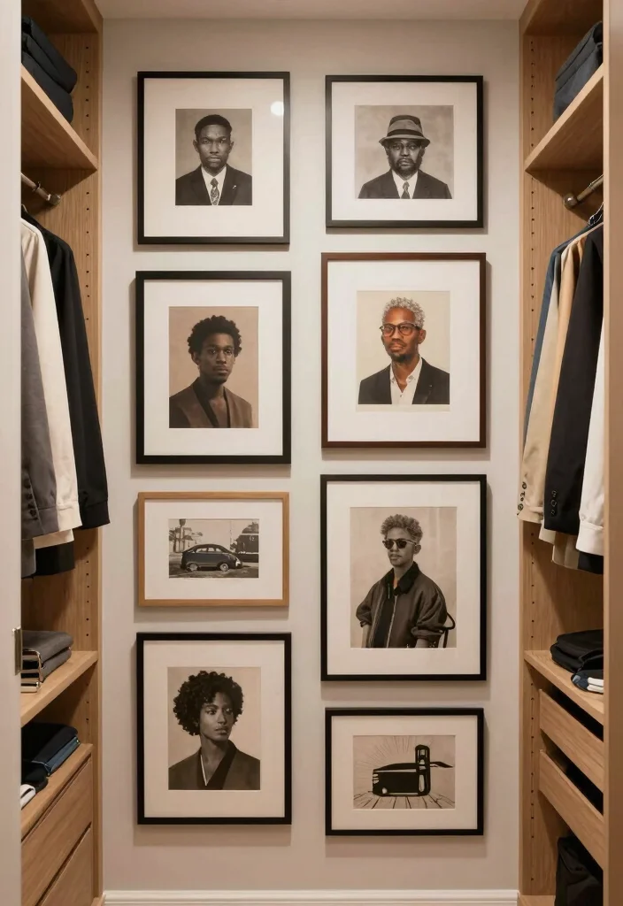 17 Bedroom With Walk In Closet Ideas: Functional and Chic - 15. Personalized Art Displays 1