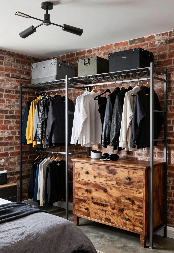 17 Bedroom With Walk In Closet Ideas: Functional and Chic - 4. Industrial Chic 1