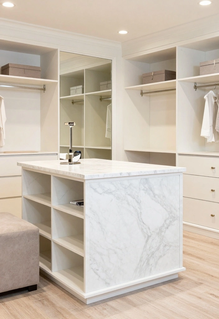 17 Bedroom With Walk In Closet Ideas: Functional and Chic - 6. Elegant Dressing Island 1