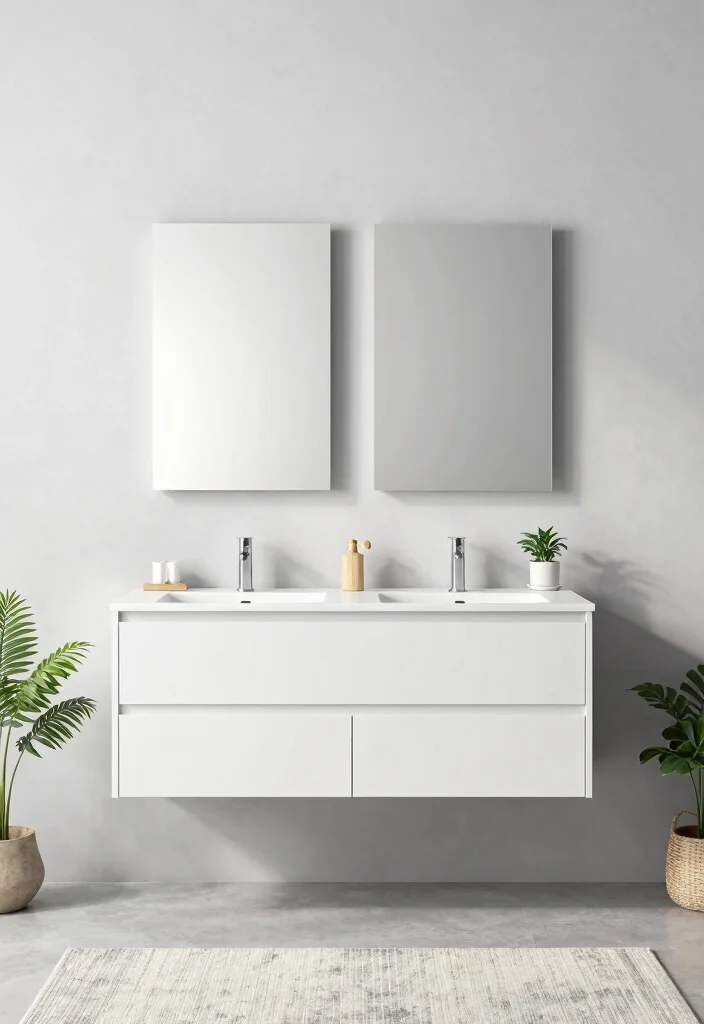 17 Double Mirror Bathroom Vanity Ideas For Balanced Design - 1. Minimalist Elegance 1