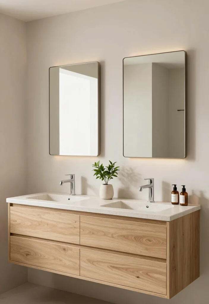 17 Double Mirror Bathroom Vanity Ideas For Balanced Design - 9. Spa-like Serenity 1