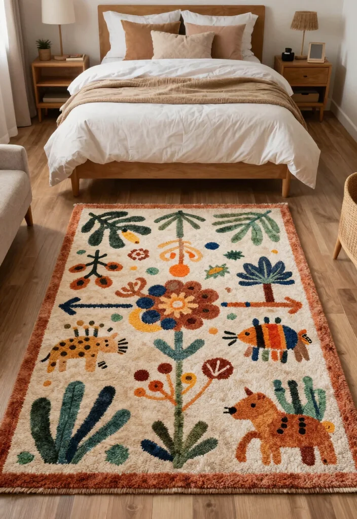 17 Goblin Core Bedroom Ideas: Whimsical Nature Inspired Style - 10. Playful Rugs 1