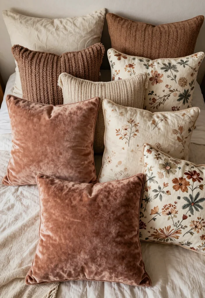 17 Goblin Core Bedroom Ideas: Whimsical Nature Inspired Style - 16. Soft Throw Pillows 1