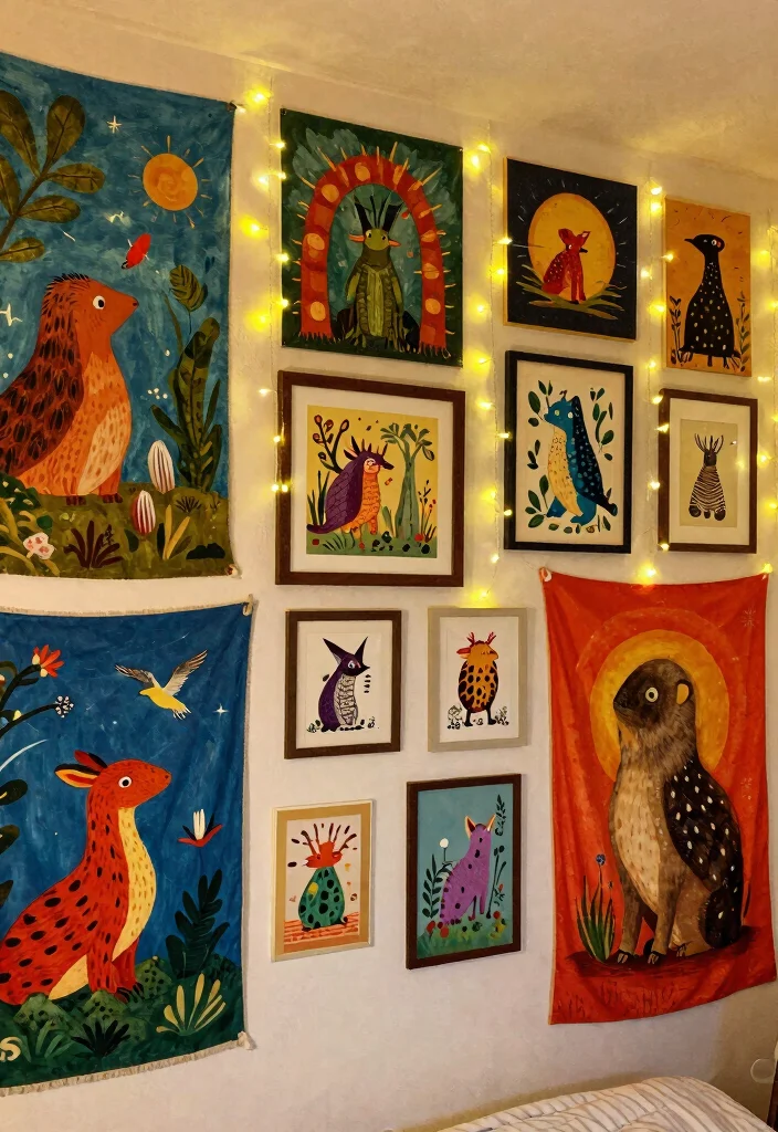 17 Goblin Core Bedroom Ideas: Whimsical Nature Inspired Style - 3. Quirky Wall Decor 1