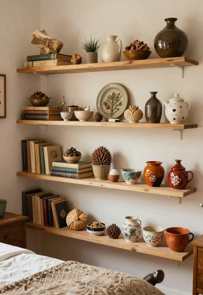 17 Goblin Core Bedroom Ideas: Whimsical Nature Inspired Style - 8. Curiosities and Collectibles 1