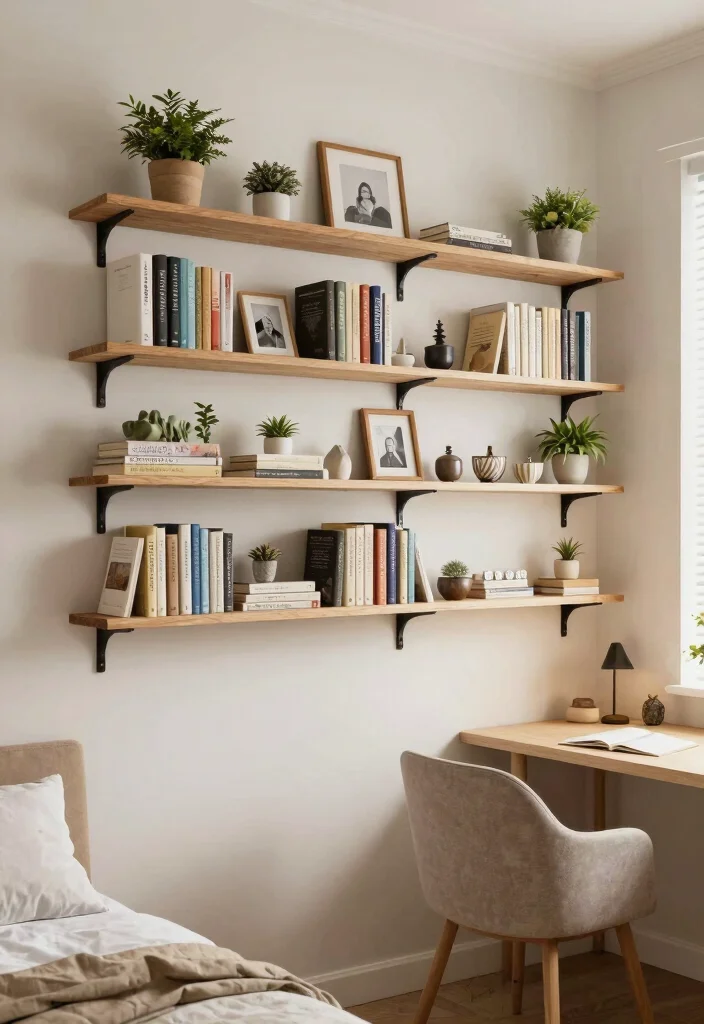 17 Small Bedroom Wall Decor Ideas That Make a Big Impact in Small Spaces - 14. Wall-Mounted Bookshelves 1