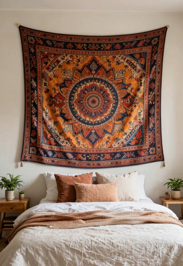 17 Small Bedroom Wall Decor Ideas That Make a Big Impact in Small Spaces - 5. Tapestry or Fabric Wall Hangings 1