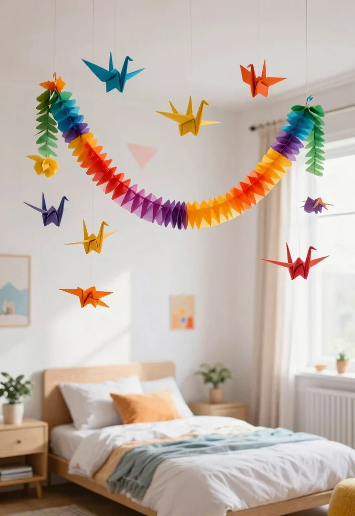 17 Wall Decor Bedroom Teenagers Ideas Expressive and Trendy - 10. Hanging Paper Decorations 1