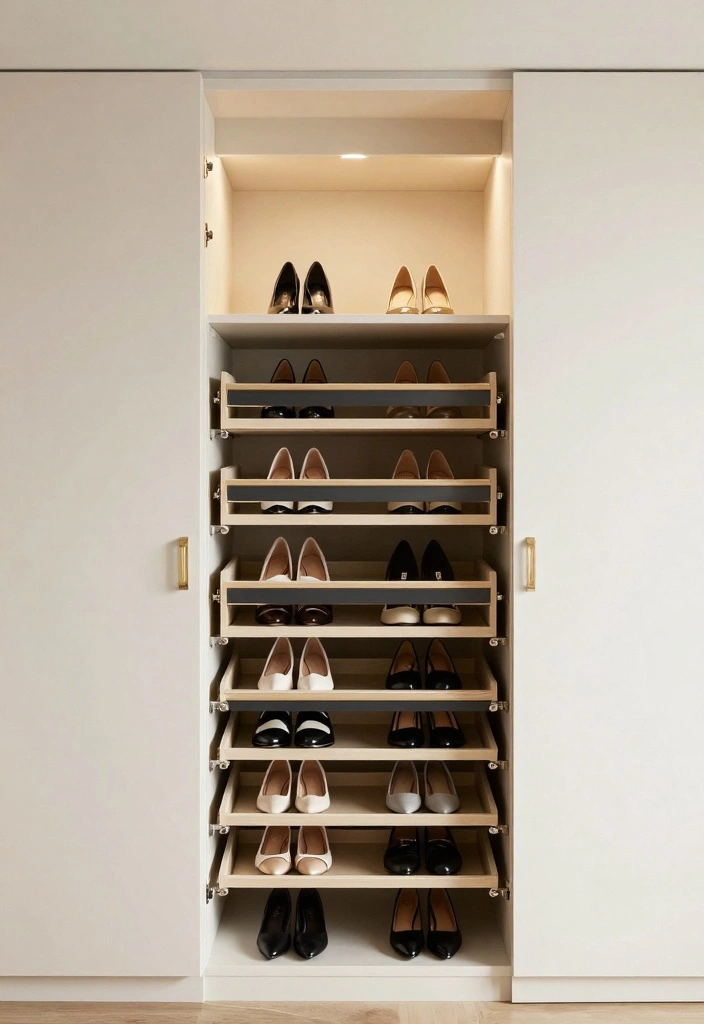 18 Bedroom Walk In Closet Behind Bed Ideas: Hidden Luxury - 14. Hidden Shoe Storage 1