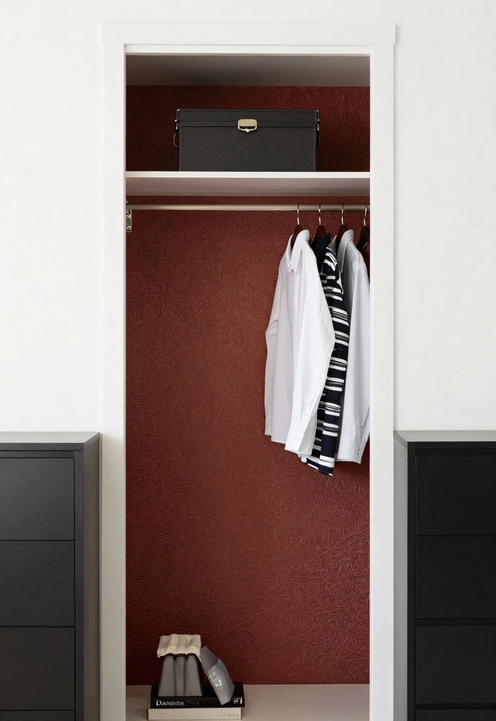 18 Bedroom Walk In Closet Behind Bed Ideas: Hidden Luxury - 16. Stylish Accent Walls 1