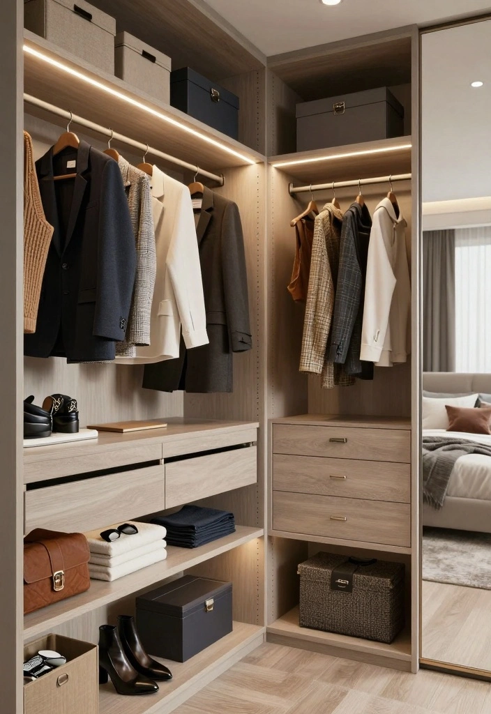 18 Bedroom Walk In Closet Behind Bed Ideas: Hidden Luxury - 3. Integrated Lighting Solutions 1