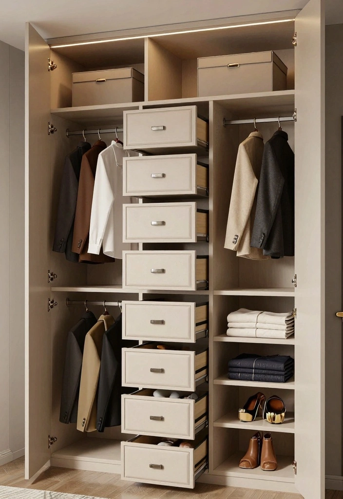 18 Bedroom Walk In Closet Behind Bed Ideas: Hidden Luxury - 7. Customized Closet Solutions 1