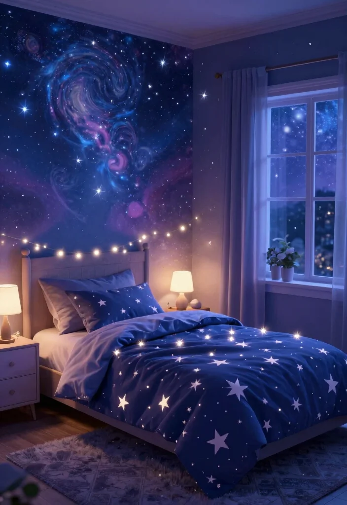 18 Bloxburg Bedroom Ideas: Master Bed Luxury Game Style - 18. Dreamy Night Sky 1