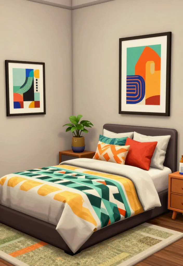 18 Bloxburg Bedroom Ideas: Master Bed Luxury Game Style - 5. Contemporary Color Pop 1