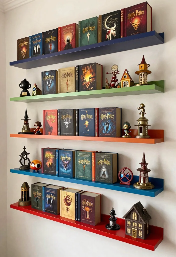 18 Harry Potter Bedroom Decor Ideas Magical Cozy Fantasy - 14. Floating Shelves for Magical Treasures 1