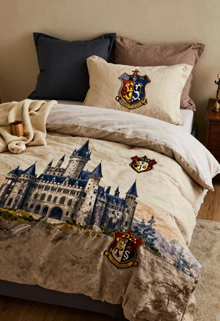 18 Harry Potter Bedroom Decor Ideas Magical Cozy Fantasy - 3. Magical Hogwarts Bedding 1