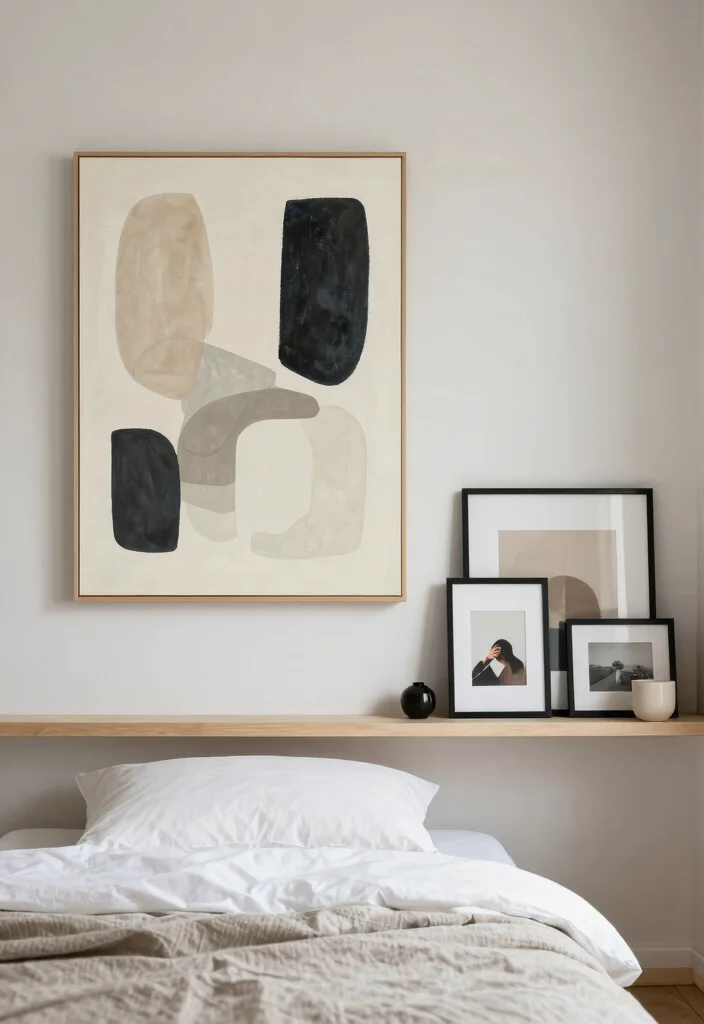 18 Main Bedroom Ideas Modern Clean Lines and Comfort - 6. Minimalist Artwork Display 1