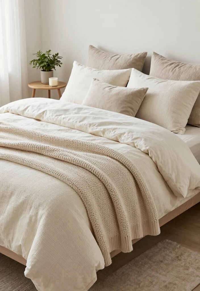 18 Main Bedroom Ideas Modern Clean Lines and Comfort - 7. Textured Bedding for Added Comfort 1