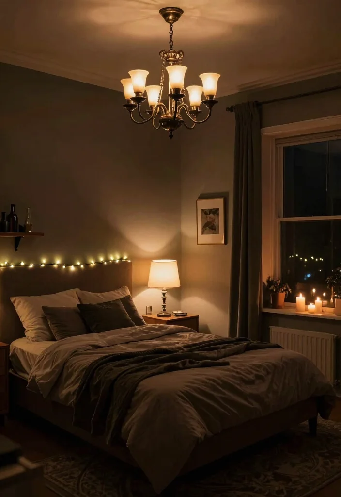 18 Modern Dark Academia Bedroom Ideas: Moody Intellectual Style - 6. Ethereal Lighting Choices 1
