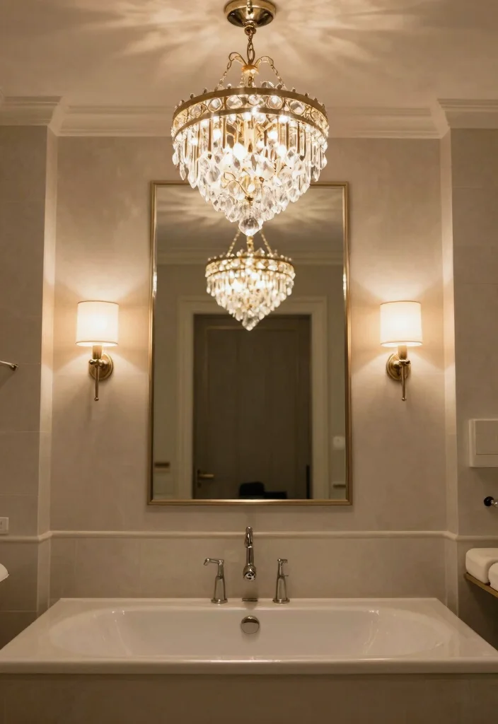 18 Trendy Modern Bathroom Ideas You Should Save - 9. Luxurious Lighting Fixtures 1