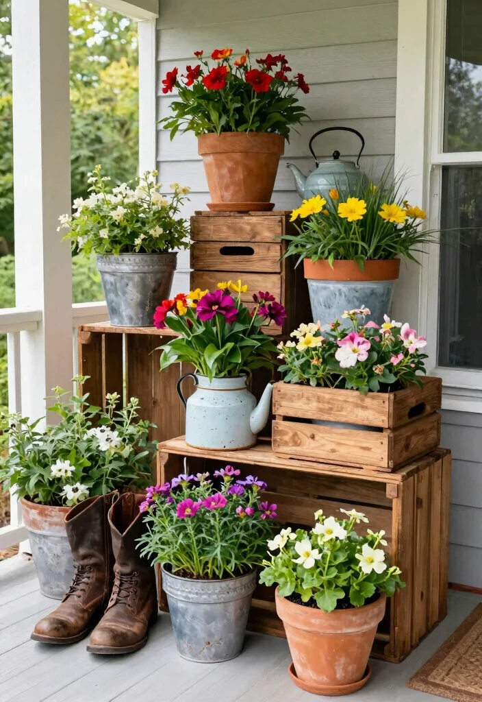 12 Big Flower Pot Ideas That Anchor a Porch Without Breaking - 12. Repurposed Items as Flower Pots 1