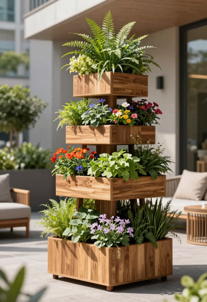 12 Big Flower Pot Ideas That Anchor a Porch Without Breaking - 4. Vertical Planter Towers 1