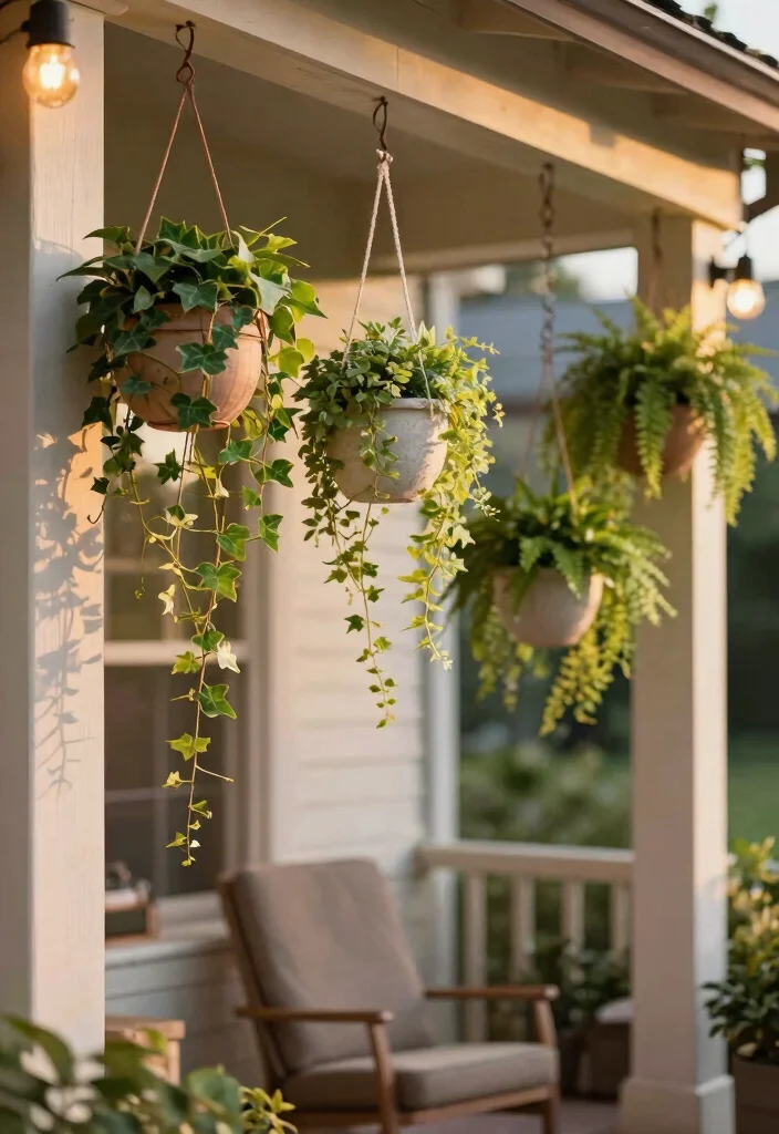 12 Big Flower Pot Ideas That Anchor a Porch Without Breaking - 7. Stylish Hanging Planters 1