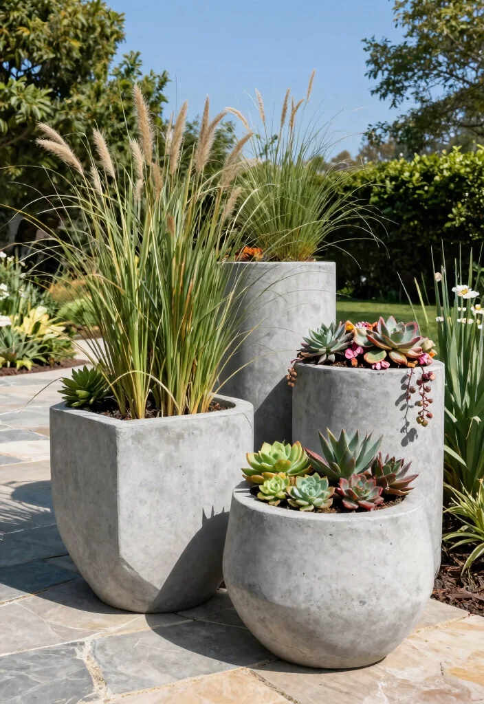 12 Big Outdoor Pots for Plants Ideas That Don't Crack - 3. Concrete Garden Pots 1