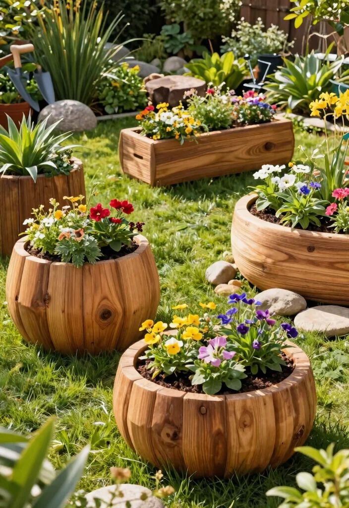12 Big Outdoor Pots for Plants Ideas That Don't Crack - 4. Wooden Planters 1