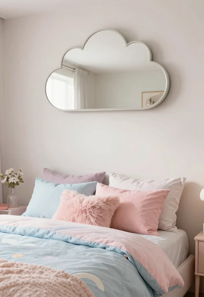 12 Ceiling Mirror Above Bed Ideas That Mount Safely Without Falling Risk - 10. Cloud-Shaped Mirrors for a Dreamy Vibe 1