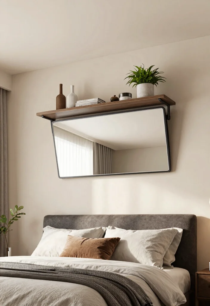 12 Ceiling Mirror Above Bed Ideas That Mount Safely Without Falling Risk - 11. Multi-Functional Mirrors 1
