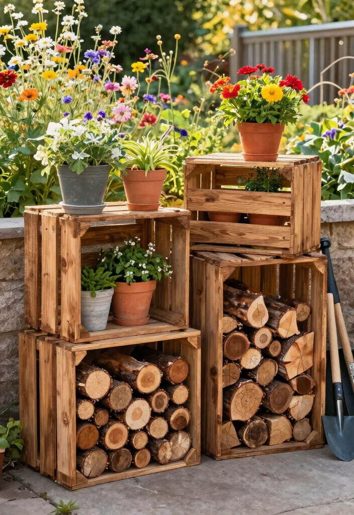 12 Outdoor Firewood Storage Ideas That Keep Wood Dry Year-Round - 5. Firewood Storage Crates 1