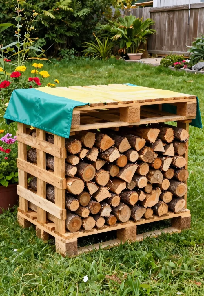 12 Outdoor Firewood Storage Ideas That Keep Wood Dry Year-Round - 7. Eco-Friendly Pallet Storage 1