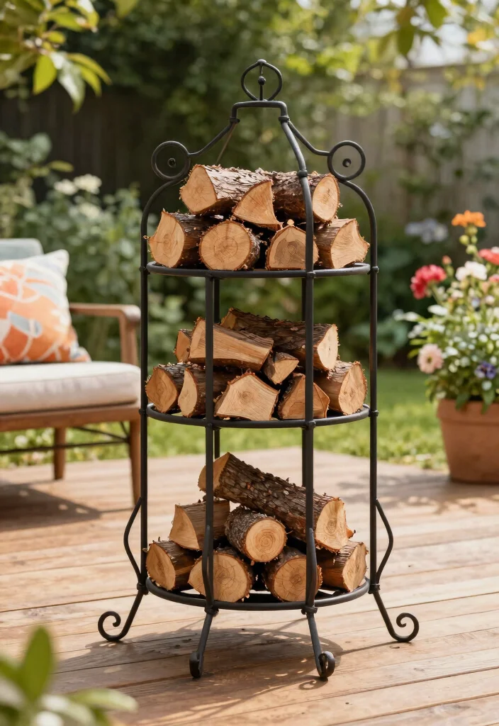 12 Outdoor Firewood Storage Ideas That Keep Wood Dry Year-Round - 8. Decorative Firewood Stands 1
