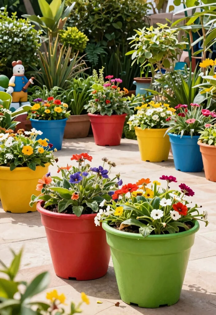 12 Outdoor Flower Pot Ideas That Don't Tip Over in Wind - 11. Big Bulky Plastic Planters 1