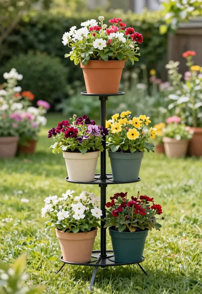 12 Outdoor Flower Pot Ideas That Don't Tip Over in Wind - 12. Weighted Flower Stands 1