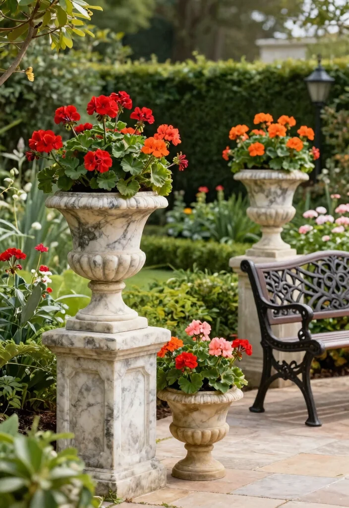 12 Outdoor Flower Pot Ideas That Don't Tip Over in Wind - 5. Stone and Marble Containers 1