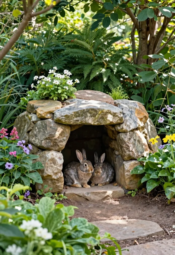 12 Outdoor Rabbit Cage Ideas That Protect From Weather and Predators - 10. The Natural Rock Rabbit Shelter 1