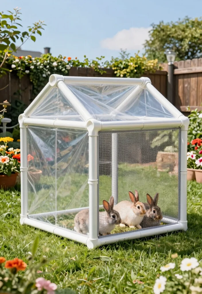 12 Outdoor Rabbit Cage Ideas That Protect From Weather and Predators - 2. DIY PVC Pipe Enclosure 1