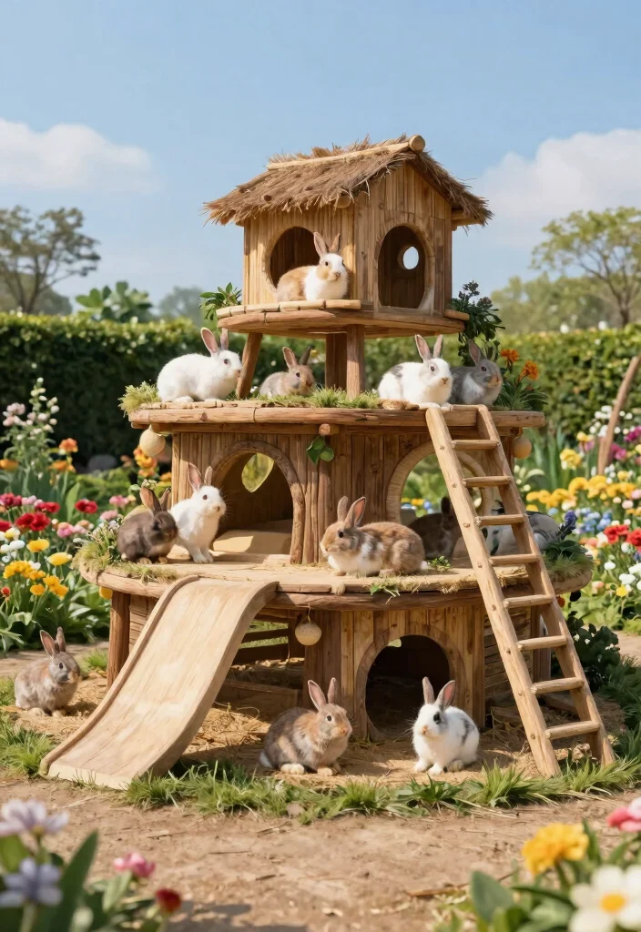 12 Outdoor Rabbit Cage Ideas That Protect From Weather and Predators - 9. The Multi-Tier Rabbit Retreat 1