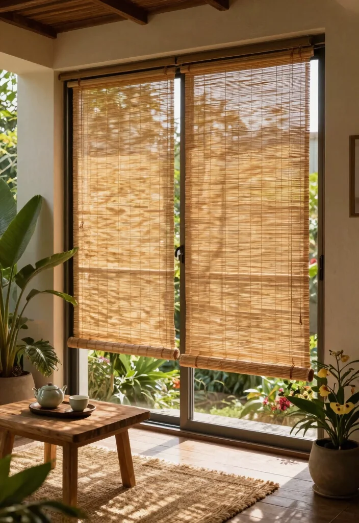 12 Patio Door Blinds Ideas That Block Heat Without Drilling - 1. Bamboo Blinds for a Natural Touch 1