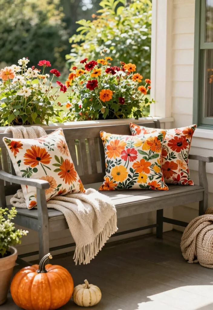 12 Porch Bench Decorating Ideas That Hide Clutter and Look Inviting - 7. Seasonal Decor Changes 1