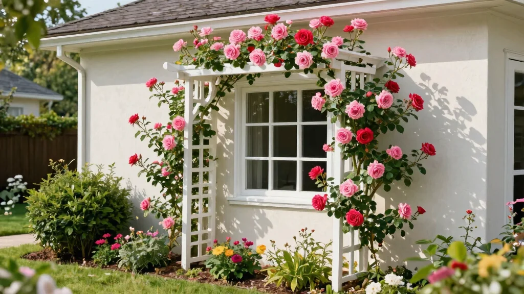 12 Window Trellis Exterior Ideas That Support Climbing Roses