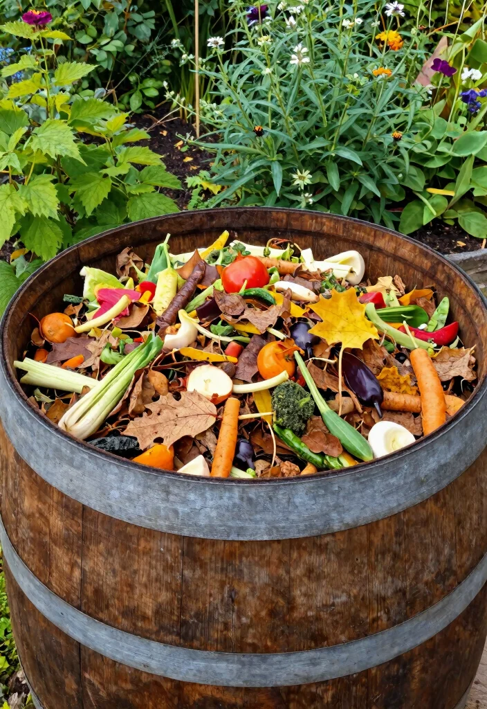12 Wine Barrel Planter Ideas That Drain Without Root Rot - 4. Wine Barrel Compost Bin 1