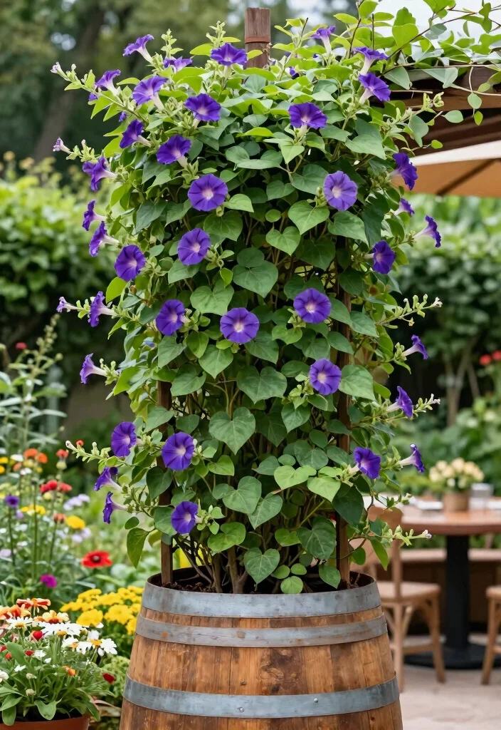 12 Wine Barrel Planter Ideas That Drain Without Root Rot - 7. Wine Barrel Screen Planter 1